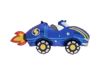 Foil Balloon Race Car - Blue - PREMIUM - 112 x 54.6 cm