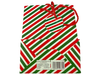 Gift Bag - CHRISTMAS - Red Green Stripes - 227x117x100mm