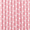 Paper straws - Bright pink with white dots - 19.5 cm - 10 pieces