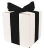 WHITE CARDBOARD BOX - with black ribbon - 15x15x15cm