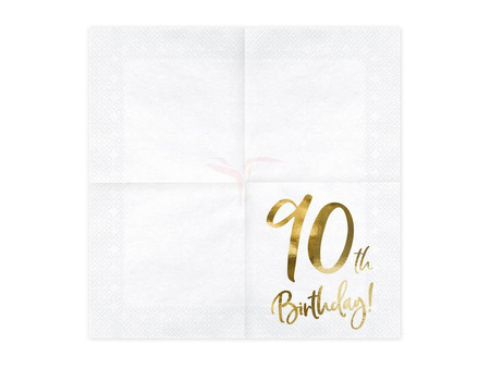 Paper napkins - 90th Birthday! - White - 33x33cm - 20 pieces