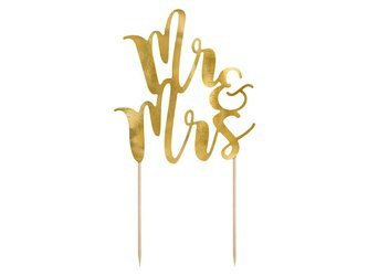 Cake topper - Mr & Mrs - Gold - 25.5 cm