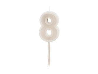 Birthday candle - Number 8 - Beige - 6cm