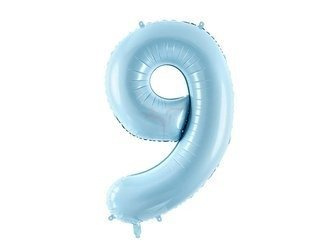 Foil balloon - Number "9" - Light blue - 86cm