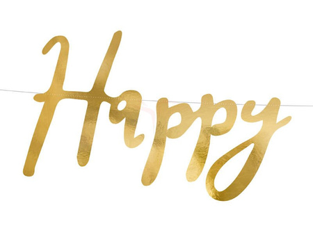 Birthday banner - Happy Birthday - Gold - 16.5 x 62 cm