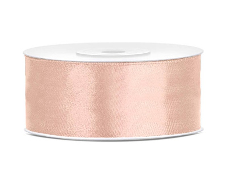 Satin ribbon - 25 mm x 25 m - light peach