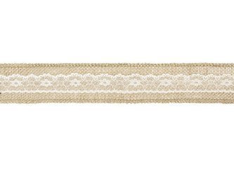 Decorative ribbon - Jute with lace - 5 x 500 cm