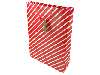 Gift Bag - CHRISTMAS - Red Green Stripes - 460x320x100mm