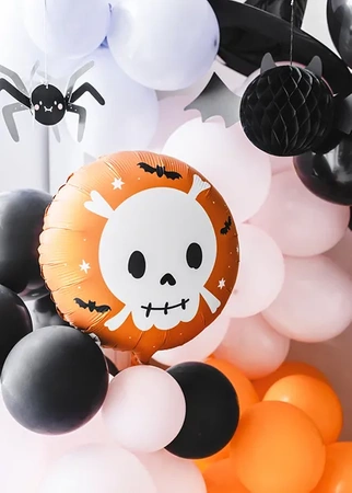 Foil balloon - Round - Skull - Orange - 45 cm