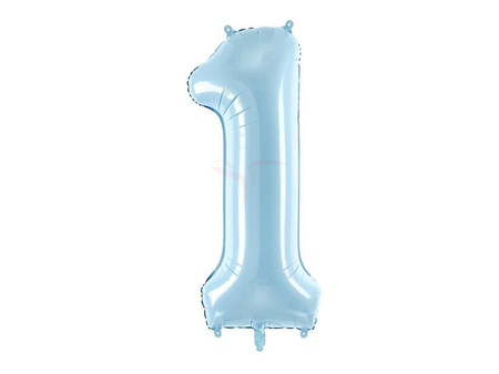 Foil balloon - Number "1" - Light blue - 86cm 