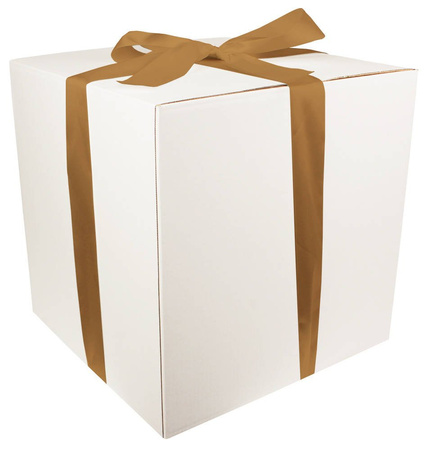 WHITE CARDBOARD BOX - with light gold ribbon - 40x40x40cm