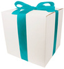 WHITE CARDBOARD BOX - with turquoise ribbon - 30x30x30cm