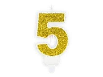 Birthday candle - Number 5 - Gold - 7 cm