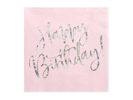 Paper napkins - Happy Birthday - Powder pink - 20 pieces