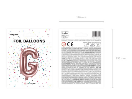 Foil balloon - Letter "G" - Pink Gold - 35 cm