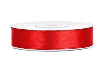 Satin ribbon - Red - 12mm/25m