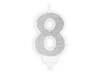 Birthday candle - Number 8 - Silver - 7 cm