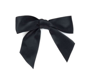 Satin bow - Black - 25mm - 1 piece