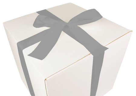 HUGE WHITE CARDBOARD BOX - with silver ribbon - 60x60x60cm