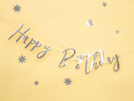 Birthday banner - Happy Birthday - Silver - 16.5 x 62 cm