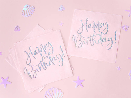 Paper napkins - Happy Birthday - Powder pink - 20 pieces