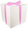 WHITE CARDBOARD BOX - with pink ribbon - 40x40x40cm