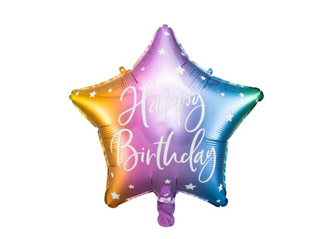 Foil balloon - Happy Birthday star! - Colorful - 40 cm