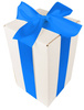 WHITE CARDBOARD BOX - with blue ribbon - 25x15x15cm