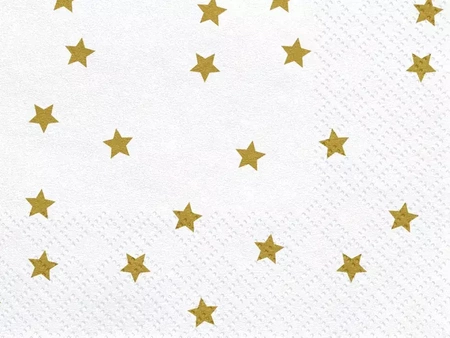 Paper napkins - White with gold stars - 20 pieces