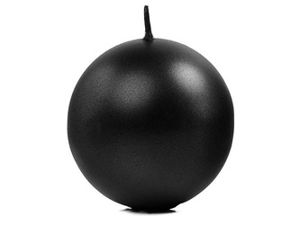 Ball Candle - Metalized - Black - 8cm - 1 pc.