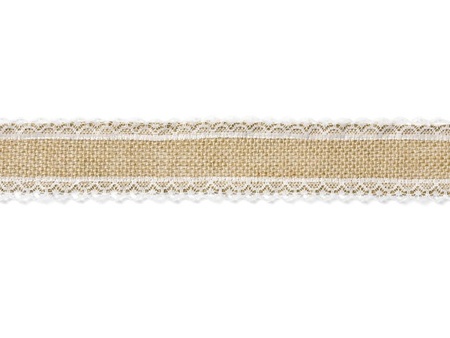 Decorative ribbon - Jute with lace - 5 x 500 cm