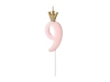 Crown candle - number 9 - pink - 9.5cm