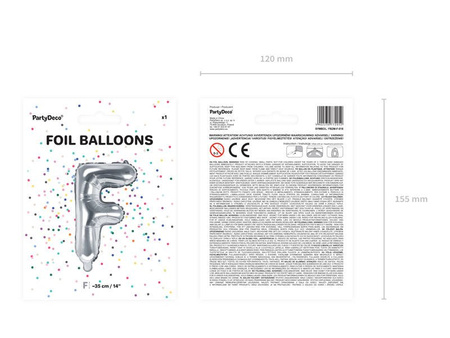 Foil balloon - Letter "F" - Silver - 35 cm