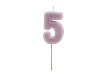 Birthday candle - Number 5 - Purple - 6cm