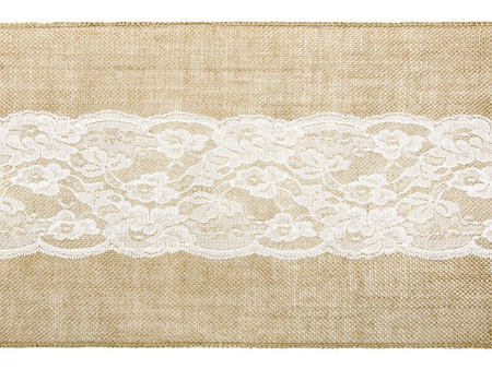 Table runner - Jute with lace - 0.28 x 2.75 m