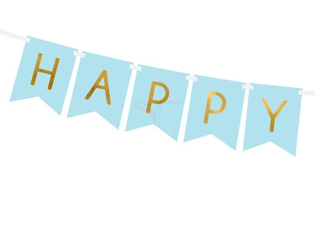 Birthday banner - Happy Birthday - Light blue - 15 x 175 cm