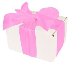 WHITE CARDBOARD BOX - with pink ribbon - 13x10x8cm