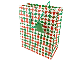 Gift Bag - CHRISTMAS - Houndstooth - 330x263x137mm