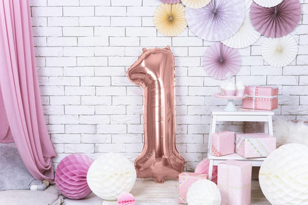 Foil balloon - Number "1" - Pink gold - 86 cm