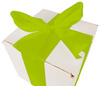 WHITE CARDBOARD BOX - with green ribbon - 15x15x15cm