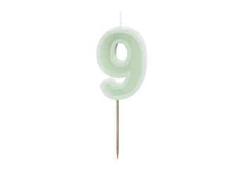 Birthday candle - Number 9 - Green - 6cm