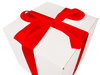 WHITE CARDBOARD BOX - with red ribbon - 30x30x30cm