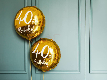 Foil Balloon - Round - 40th Birthday! - Gold - 45cm