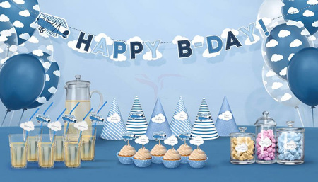 Birthday banner - Airplane - HAPPY B-DAY - 20 x 90 cm