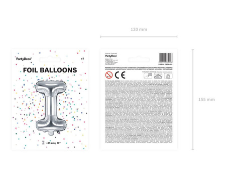 Foil balloon - Letter "I" - Silver - 35 cm