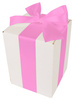 WHITE CARDBOARD BOX - with pink ribbon - 15x15x20cm