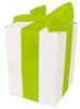 WHITE CARDBOARD BOX - with green ribbon - 15x15x20cm