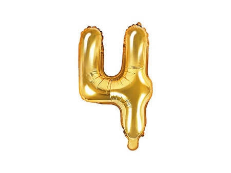 Foil balloon - Number "4" - Gold - 35 cm 