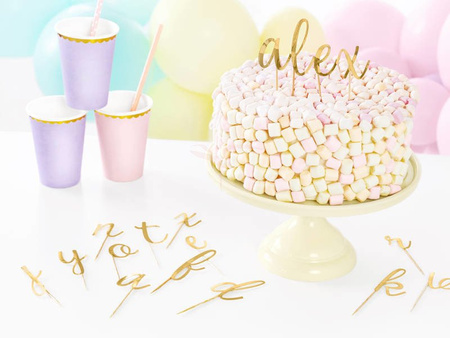 Cake topper - Alphabet - Gold - 53 pieces