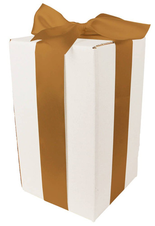 WHITE CARDBOARD BOX - with light gold ribbon - 25x15x15cm